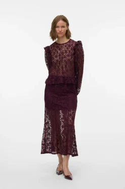 Vero Moda Maxi nederdel vmMeta Lace HW Ankle Winetasting Sale