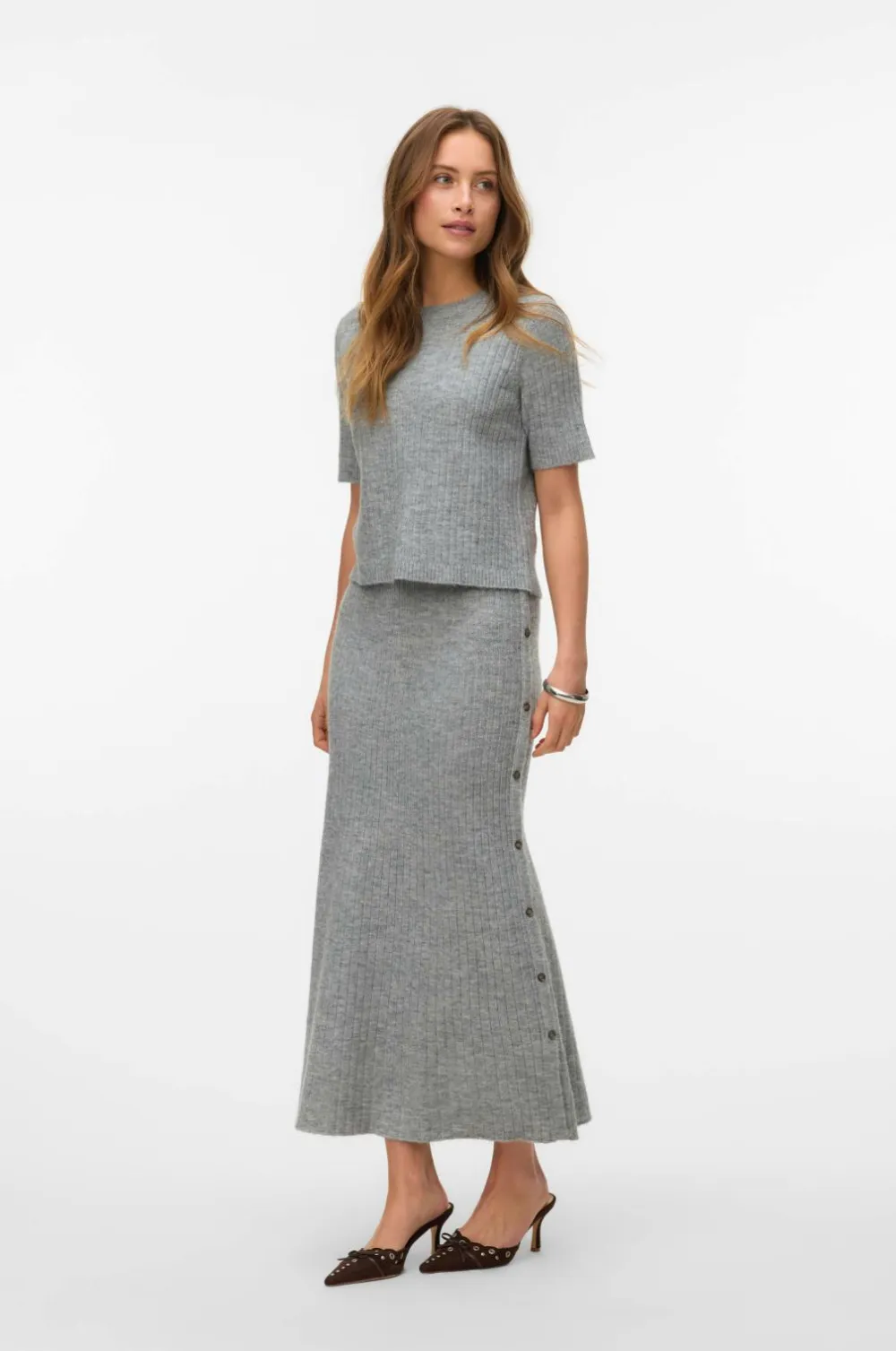 Vero Moda Nederdele>Maxi nederdel vmSally NW Ankle Light grey melange
