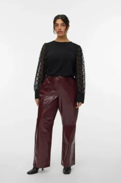 Vero Moda Curve Bukser>Bukser vmcTessa HR Wide Colored Vinyl Winetasting