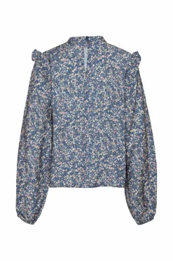 Vero Moda Girl Bluser>Bluse vmIris LS Crop Top Wvn Coronet blue