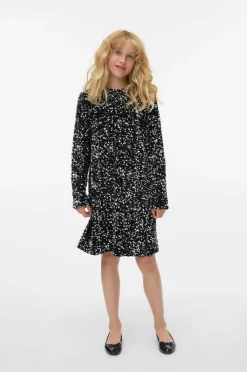 Vero Moda Girl Pailletkjole vmBella LS Sequin Jrs Grl Black Outlet