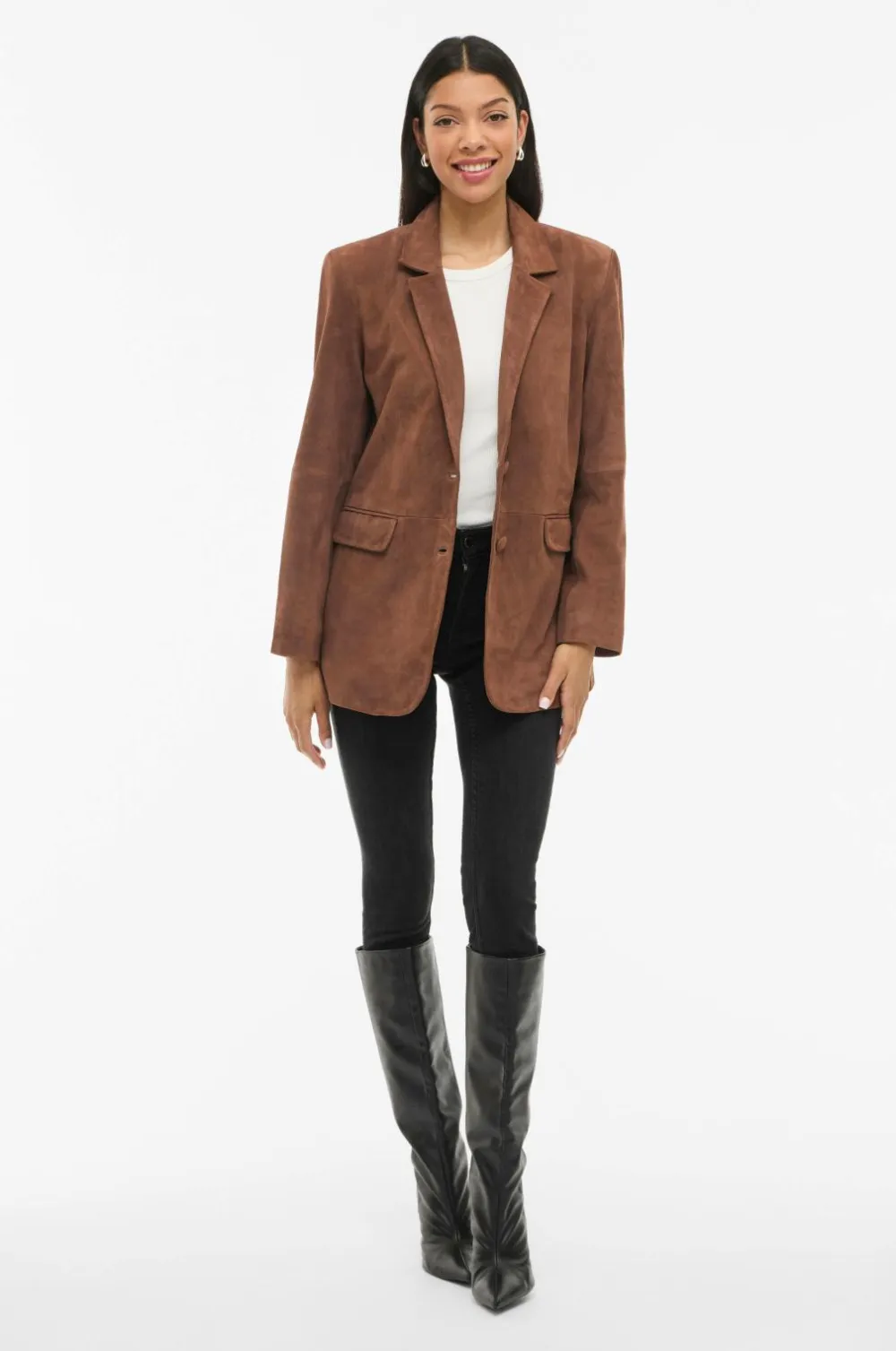Vila Blazere & Veste>Blazer i ruskind viSuede L/S Downtown brown