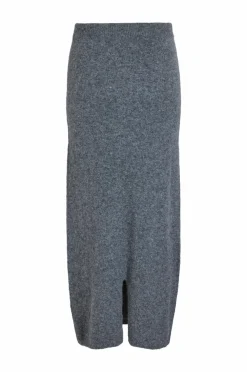 Vila Nederdel viInes Long Knit Skirt #8 Medium grey melange