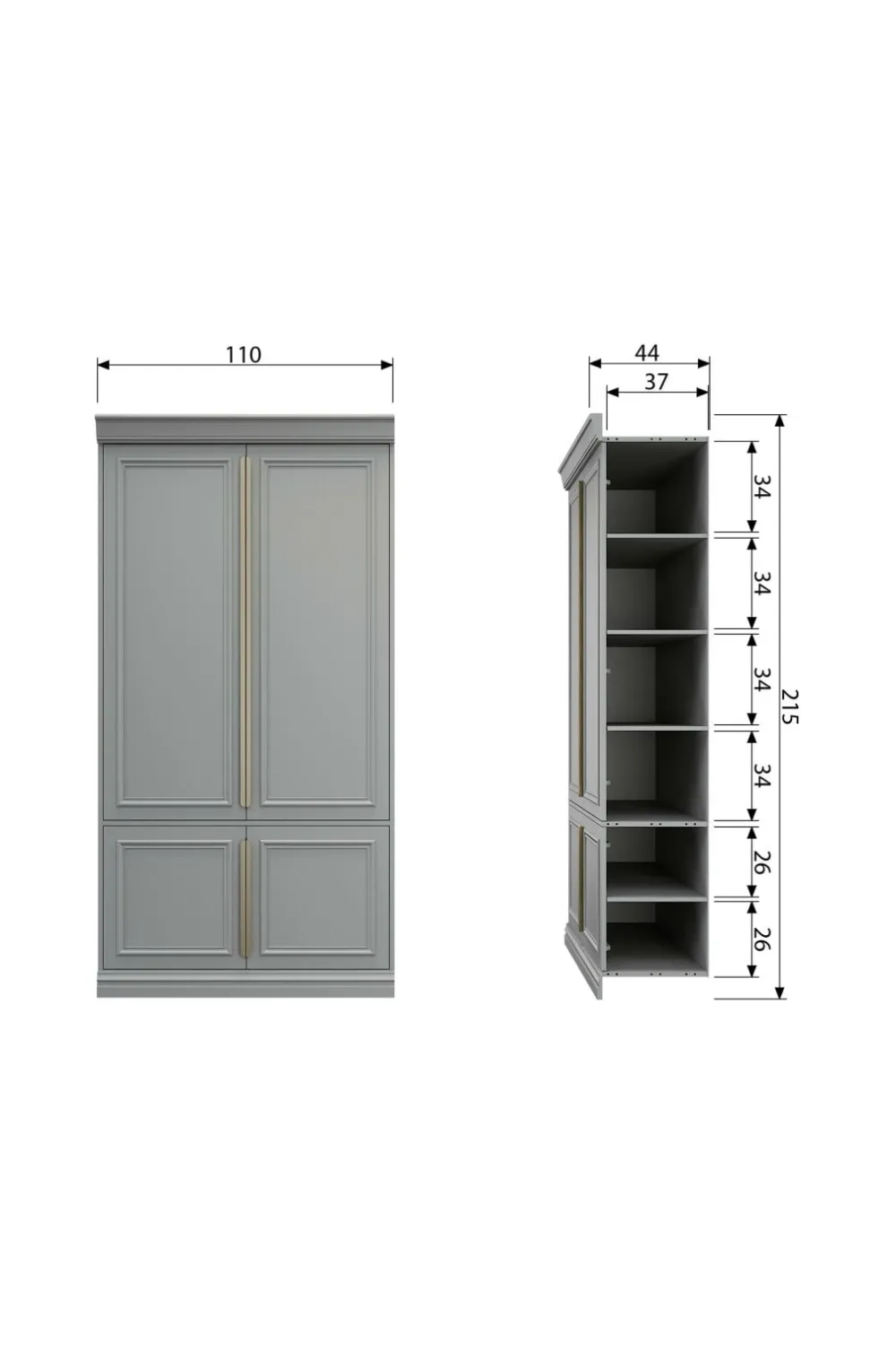 WOOOD Garderobeskab Organize, 215x110x44 cm Mist Outlet