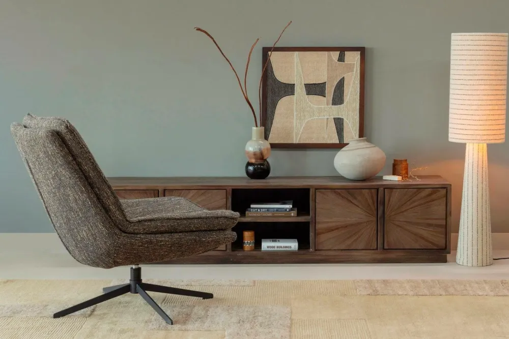 WOOOD Gulvlampe Loft Black/natural Clearance
