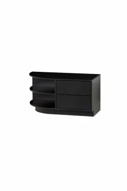 WOOOD TV-bænk Finca rund venstre 78 cm Sort mat sort Best