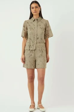 YAS Shorts Sagga HW Shorts Silver sage Sale
