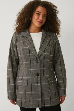 Zizzi Blazere & Veste>Blazer mKalis L/S Blazer Grey check