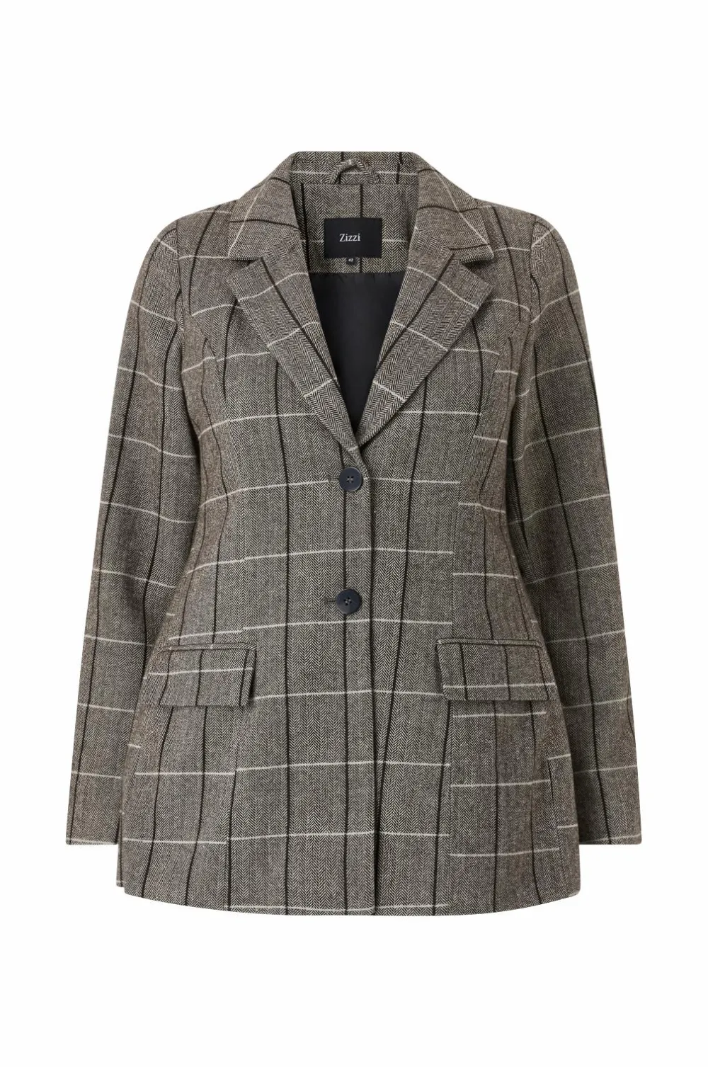 Zizzi Blazere & Veste>Blazer mKalis L/S Blazer Grey check