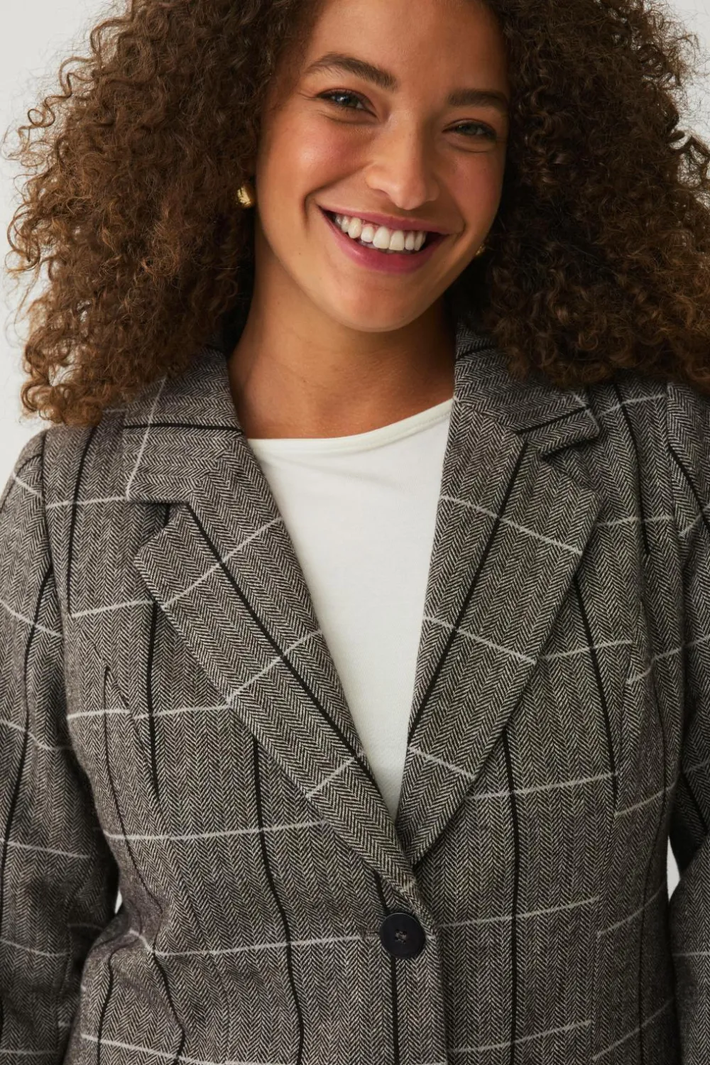 Zizzi Blazere & Veste>Blazer mKalis L/S Blazer Grey check