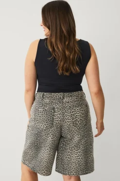 Zizzi Denimshorts jLeona Bermuda Shorts Leopard Sale