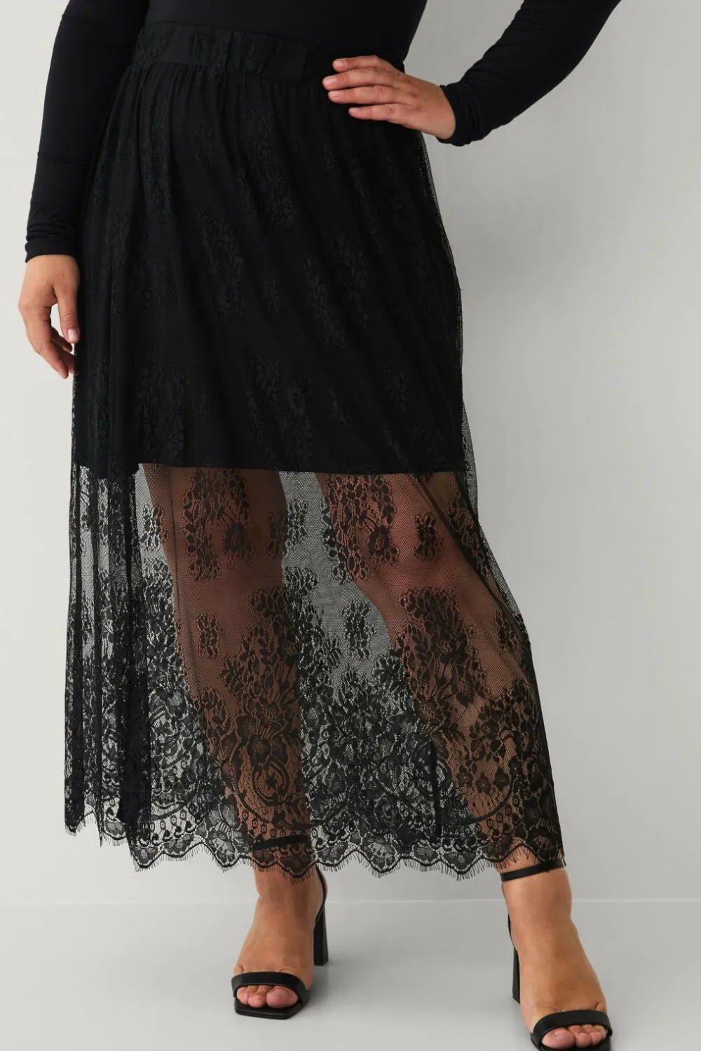 Zizzi Nederdele>Maxi nederdel miLovia, Maxi Skirt Black