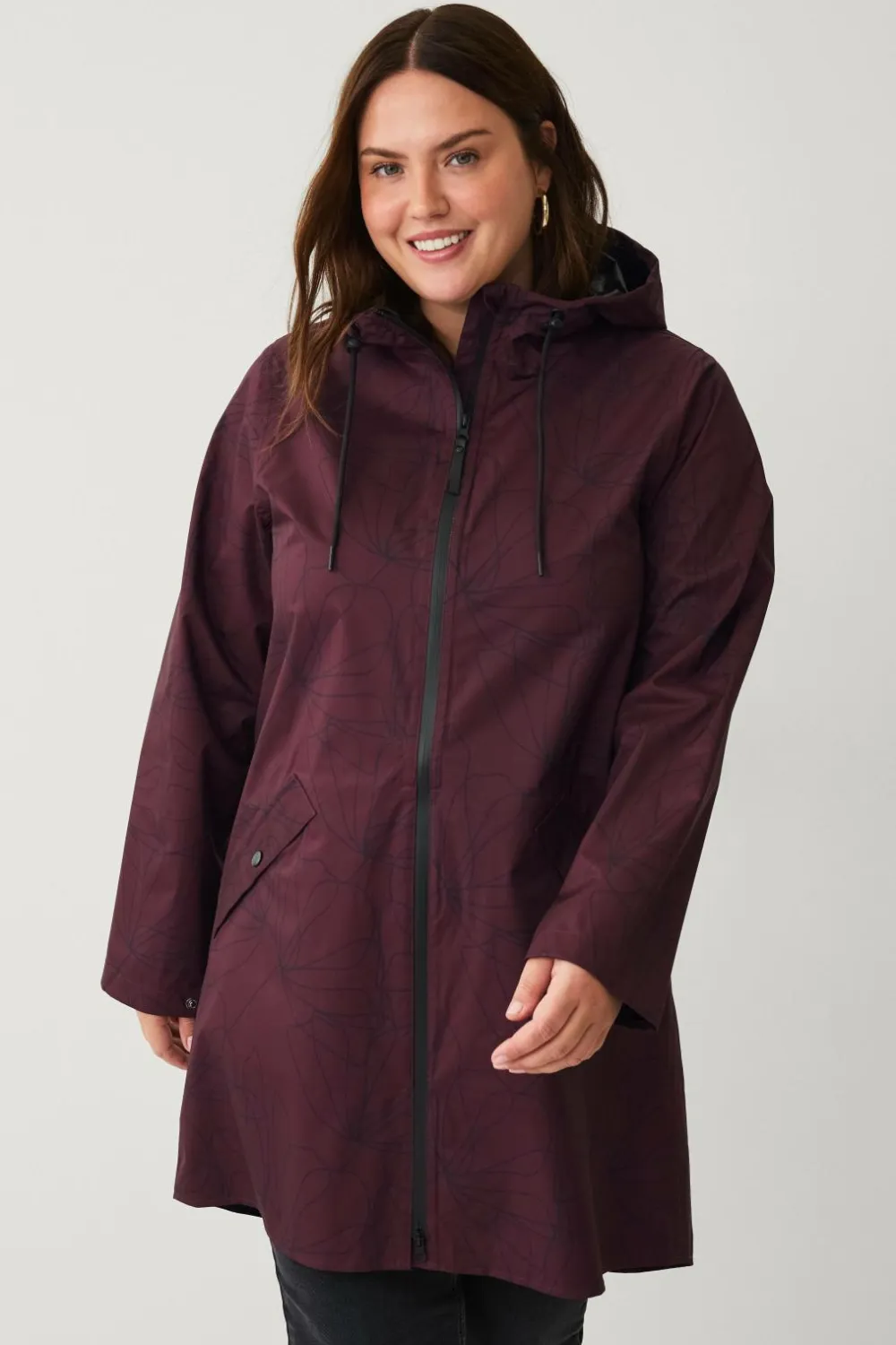 Zizzi Regntøj>Regnjakke mKlara aop Raincoat Fig Aop