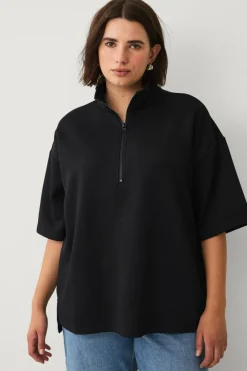 Zizzi Sweatshirts & Hoodies>Sweatshirt caKatalina 1/2 Zip Black