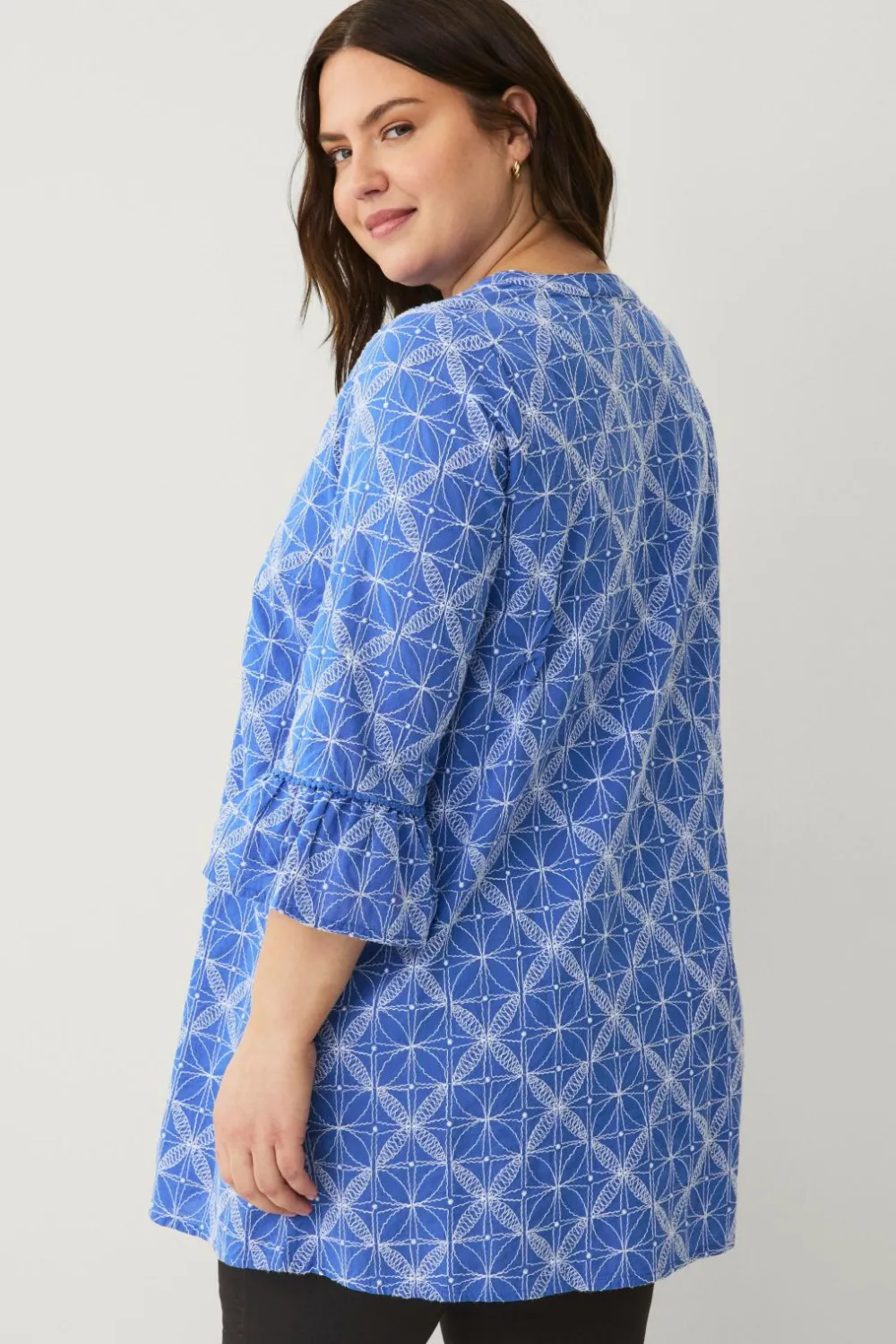 Zizzi Tunikaer>Tunika mAvita L/S Tunic Blue Emb. Aop
